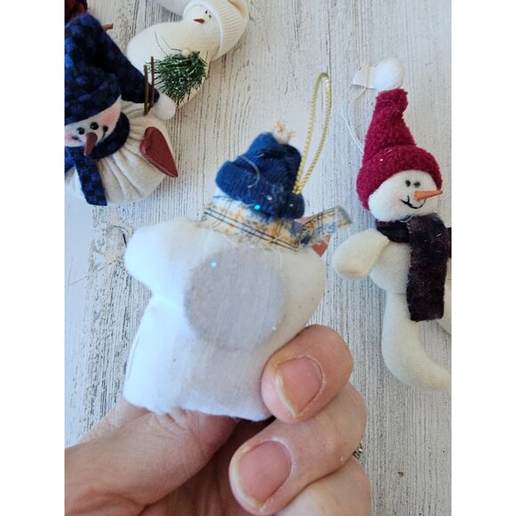 Plush folk art snowman set tree Xmas heart decor shabby chic - Picture 8 of 11